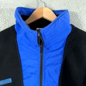 Vintage Columbia Jacket Mens XL Black Blue Fleece Full Zip Made in USA 80s